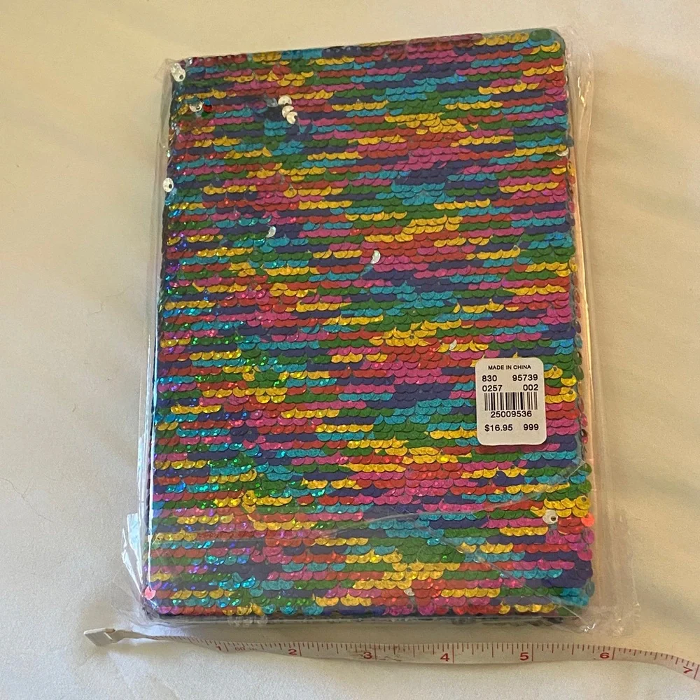 Colorful Sequin Notebook 8.5” x 6” new journal